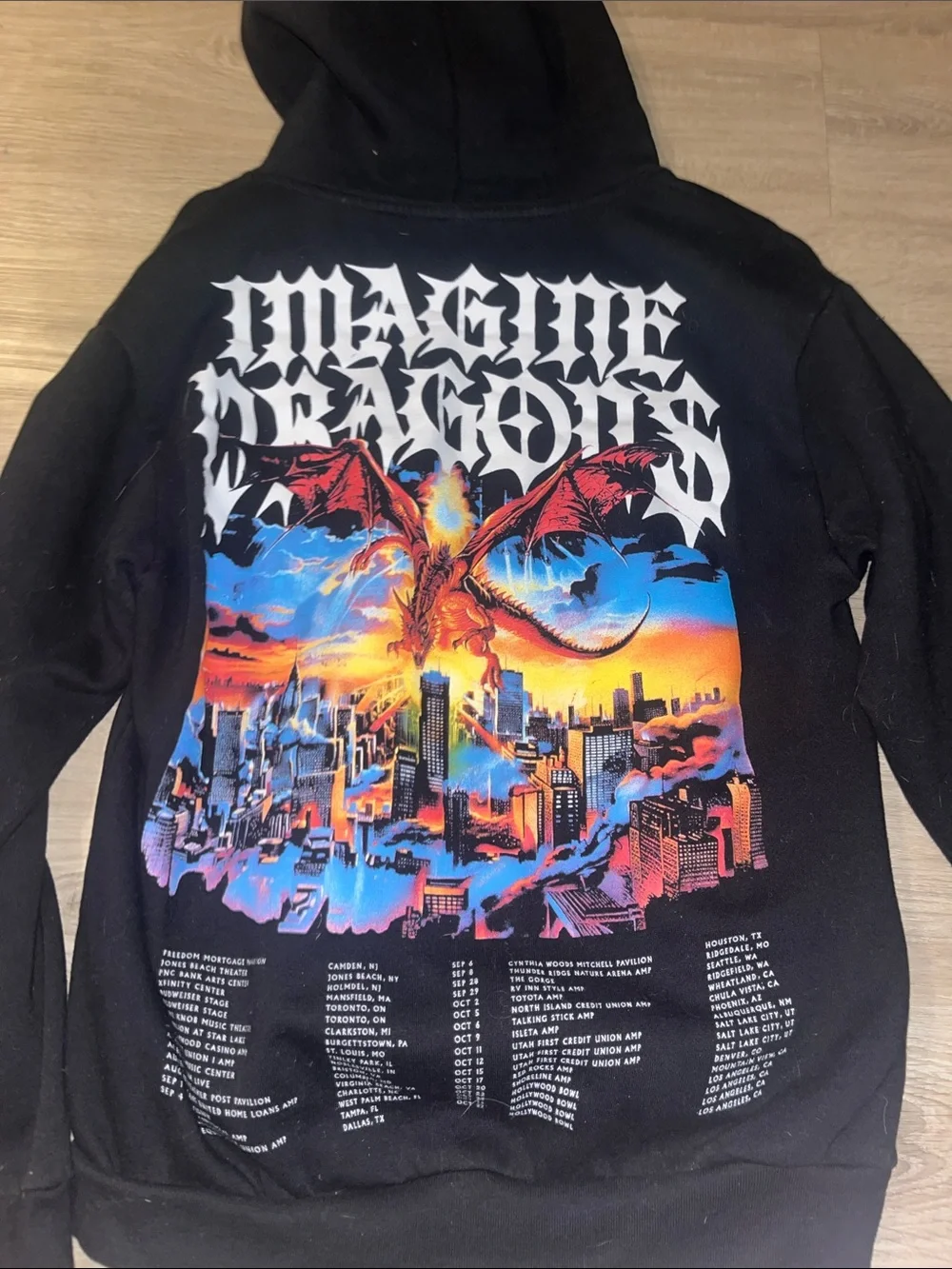 Imagine dragons Black Graphic Pullover Hoodie with White Chest Logo